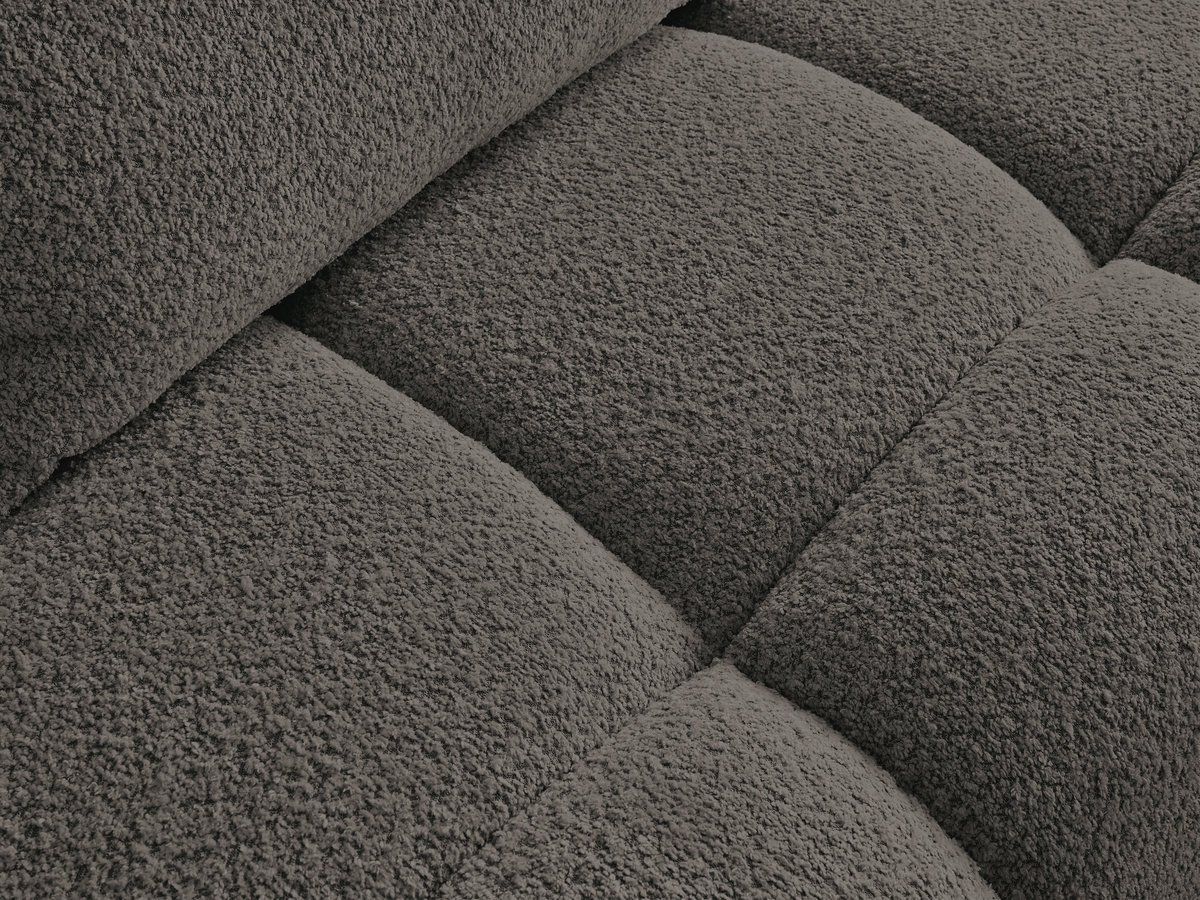 Canapé d'angle fixe ALYA tissu bouclette avec pouf