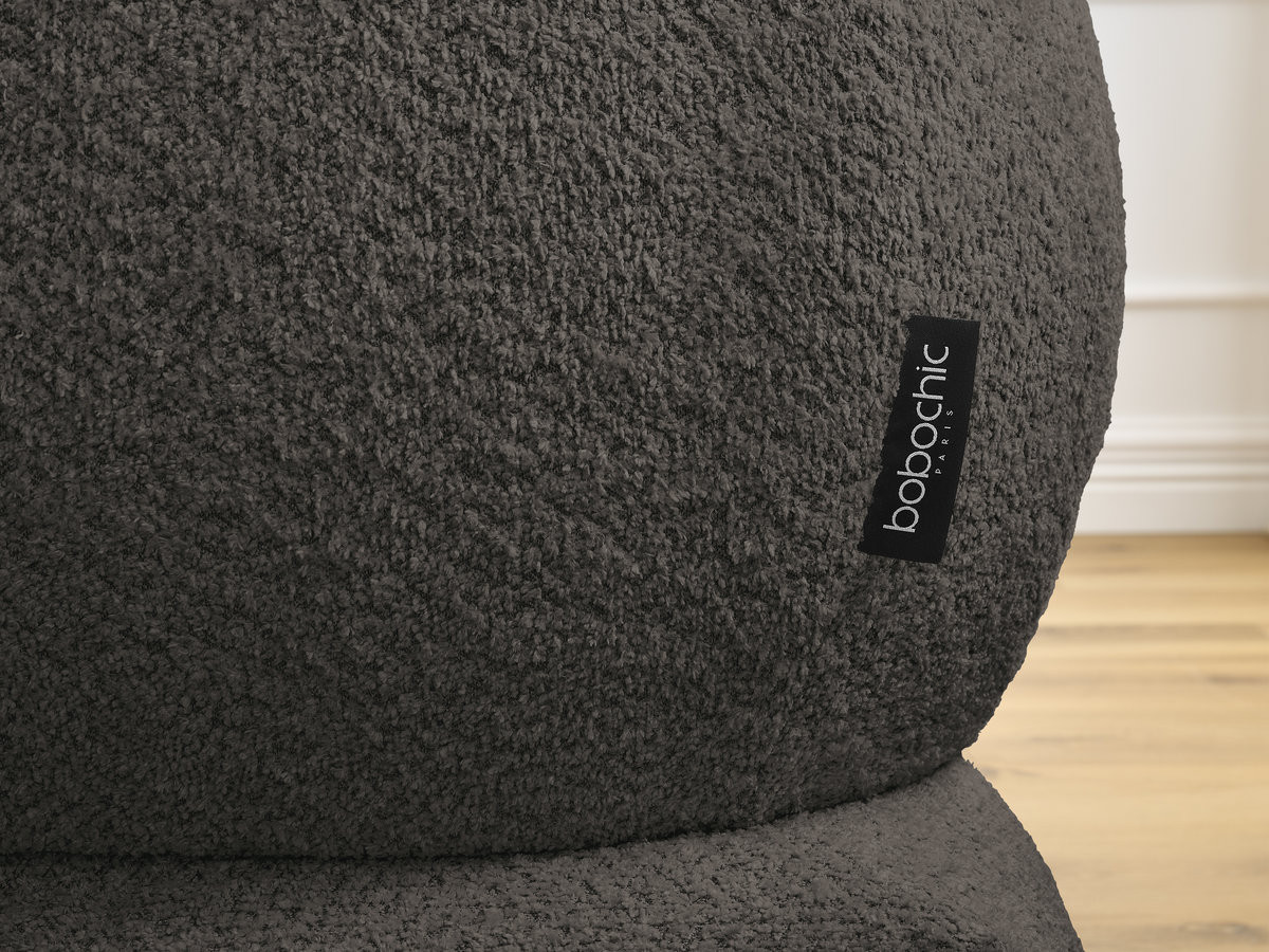 Canapé d'angle fixe ALYA tissu bouclette avec pouf