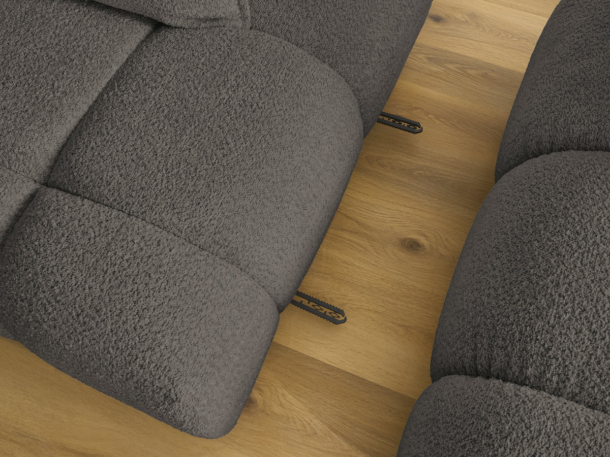 Canapé d'angle fixe ALYA tissu bouclette avec pouf