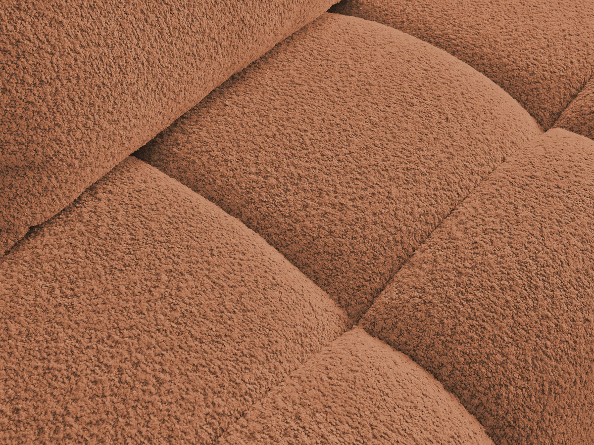 Canapé d'angle fixe ALYA tissu bouclette avec pouf