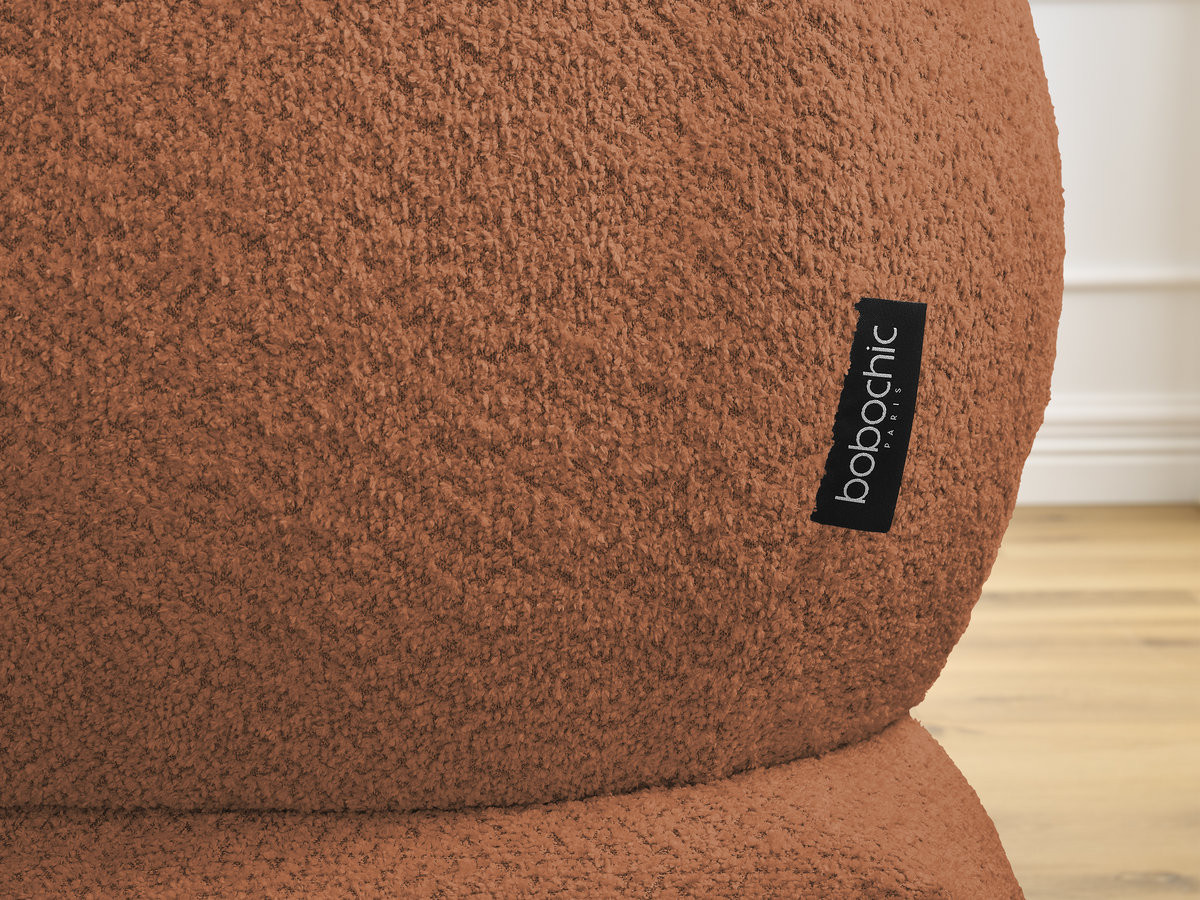 Canapé d'angle fixe ALYA tissu bouclette avec pouf
