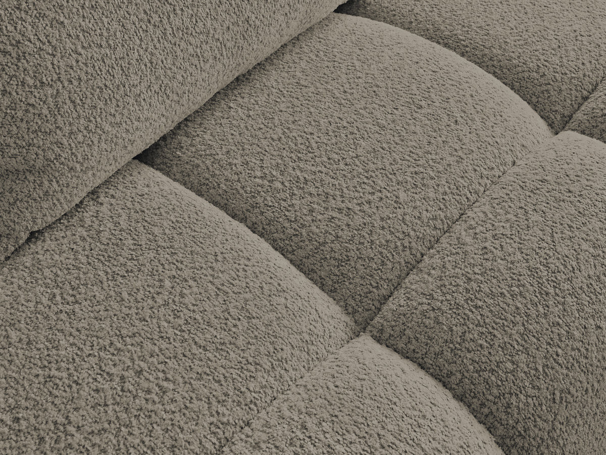 Canapé d'angle fixe ALYA tissu bouclette avec pouf