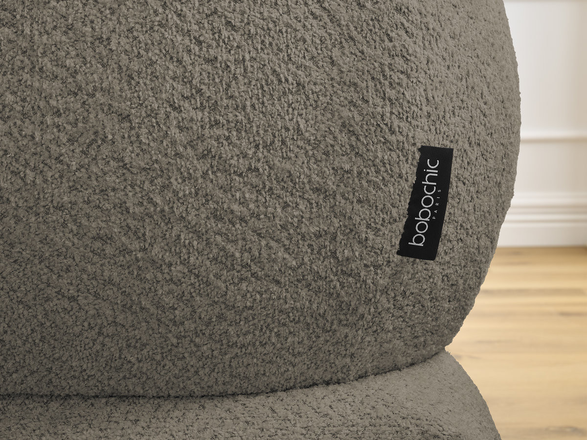 Canapé d'angle fixe ALYA tissu bouclette avec pouf