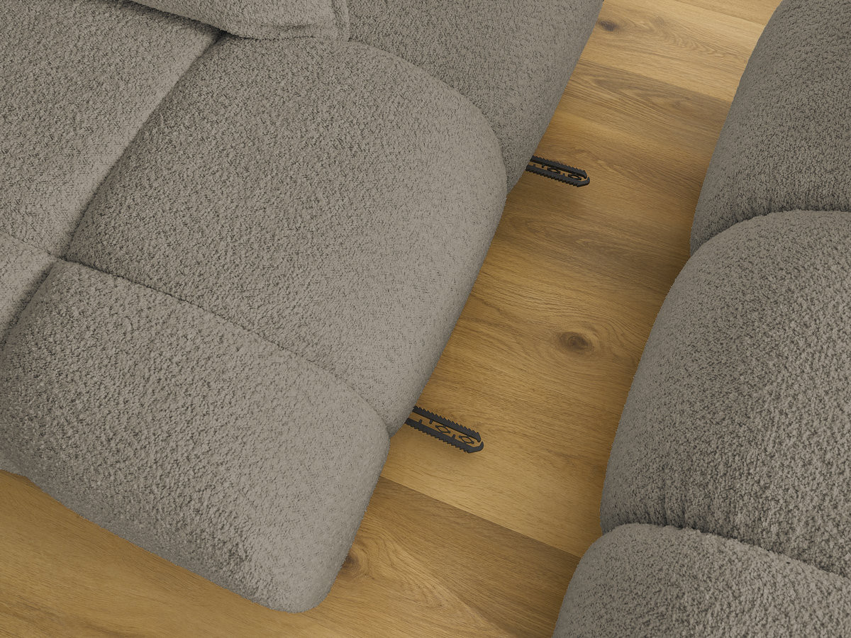 Canapé d'angle fixe ALYA tissu bouclette avec pouf