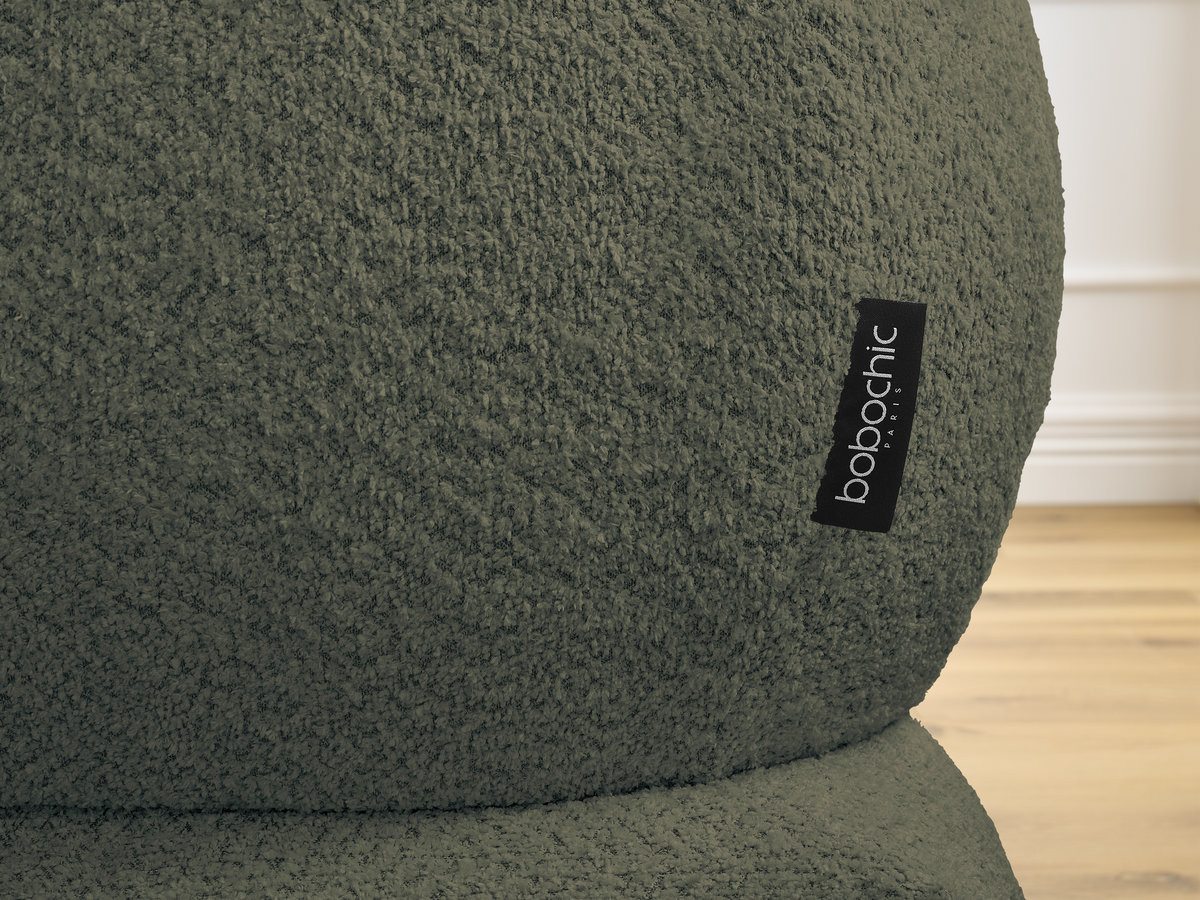 Canapé d'angle fixe ALYA tissu bouclette avec pouf