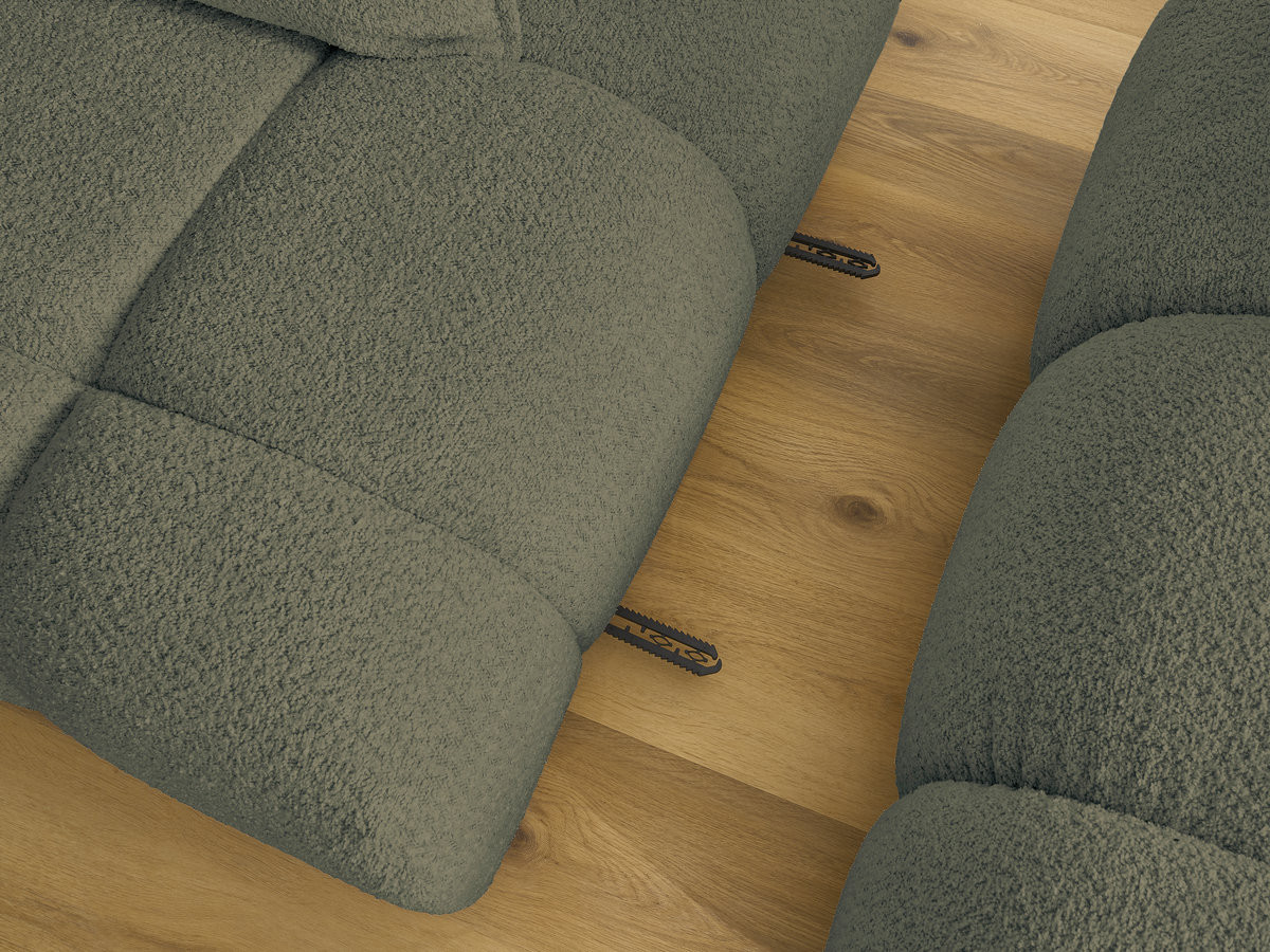 Canapé d'angle fixe ALYA tissu bouclette avec pouf
