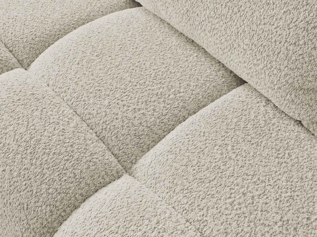 Canapé d'angle fixe ALYA tissu bouclette avec pouf