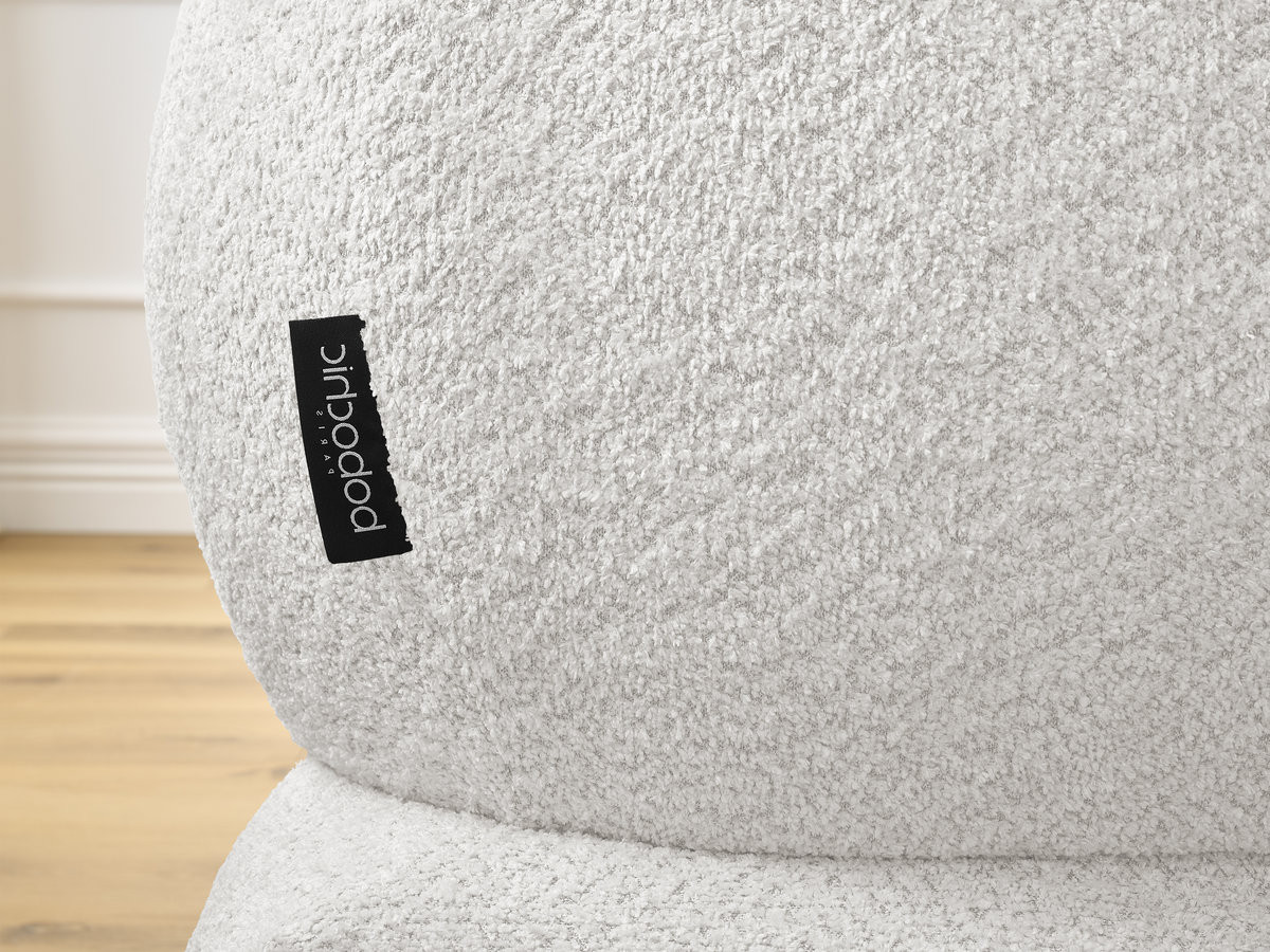 Canapé d'angle fixe ALYA tissu bouclette avec pouf