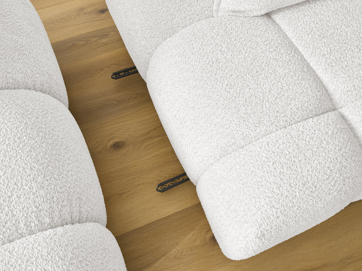 Canapé d'angle fixe ALYA tissu bouclette avec pouf