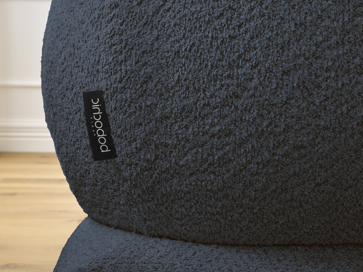Canapé d'angle fixe ALYA tissu bouclette avec pouf