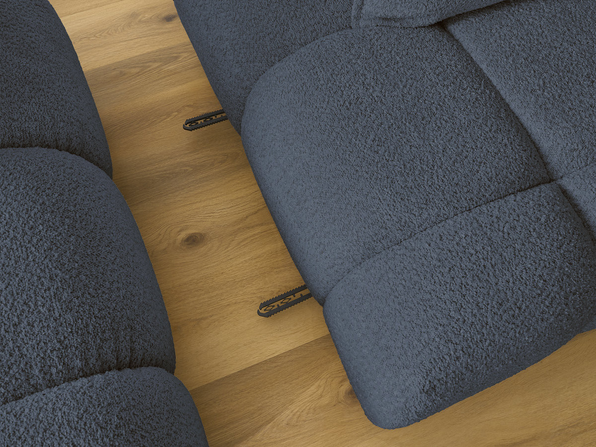 Canapé d'angle fixe ALYA tissu bouclette avec pouf