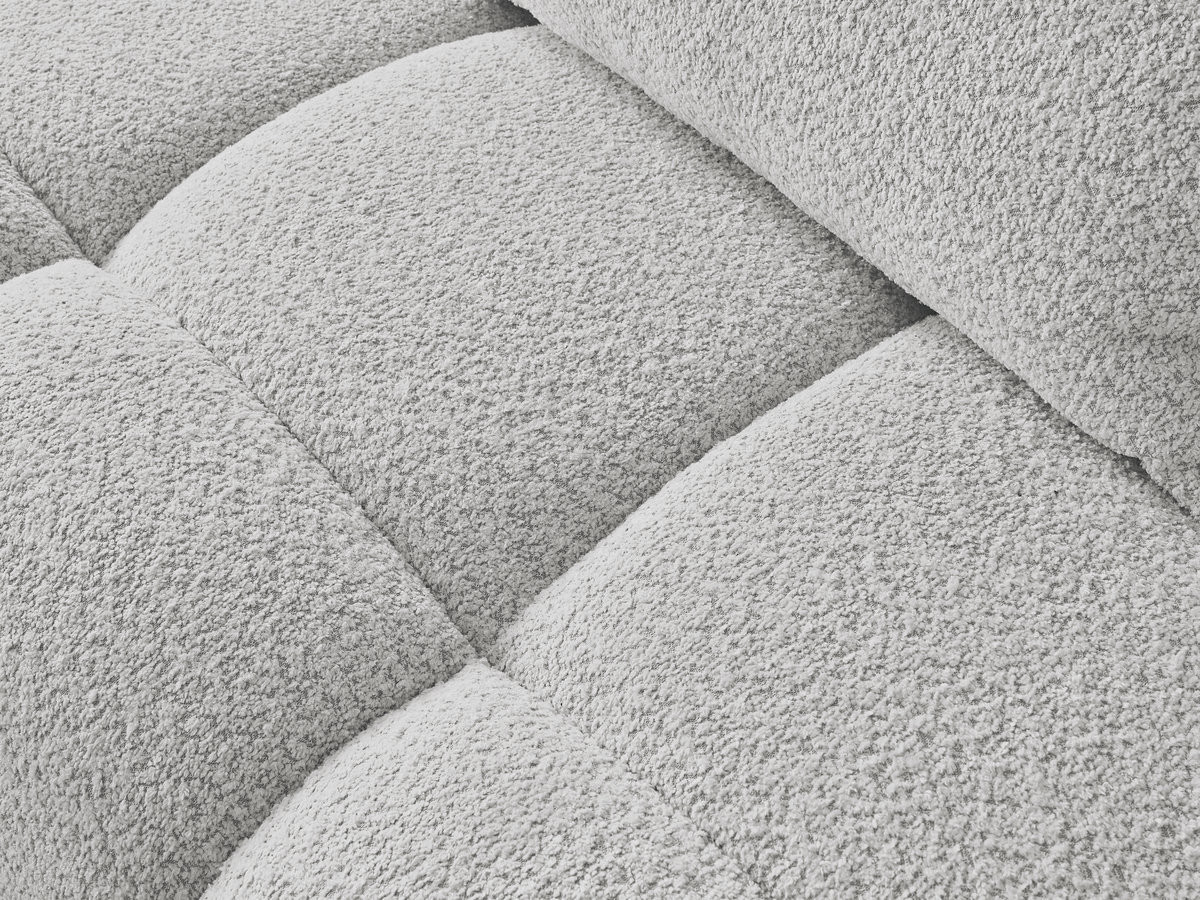 Canapé d'angle fixe ALYA tissu bouclette avec pouf