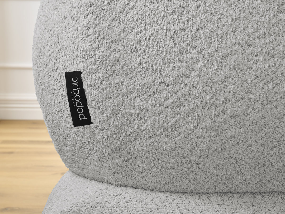 Canapé d'angle fixe ALYA tissu bouclette avec pouf