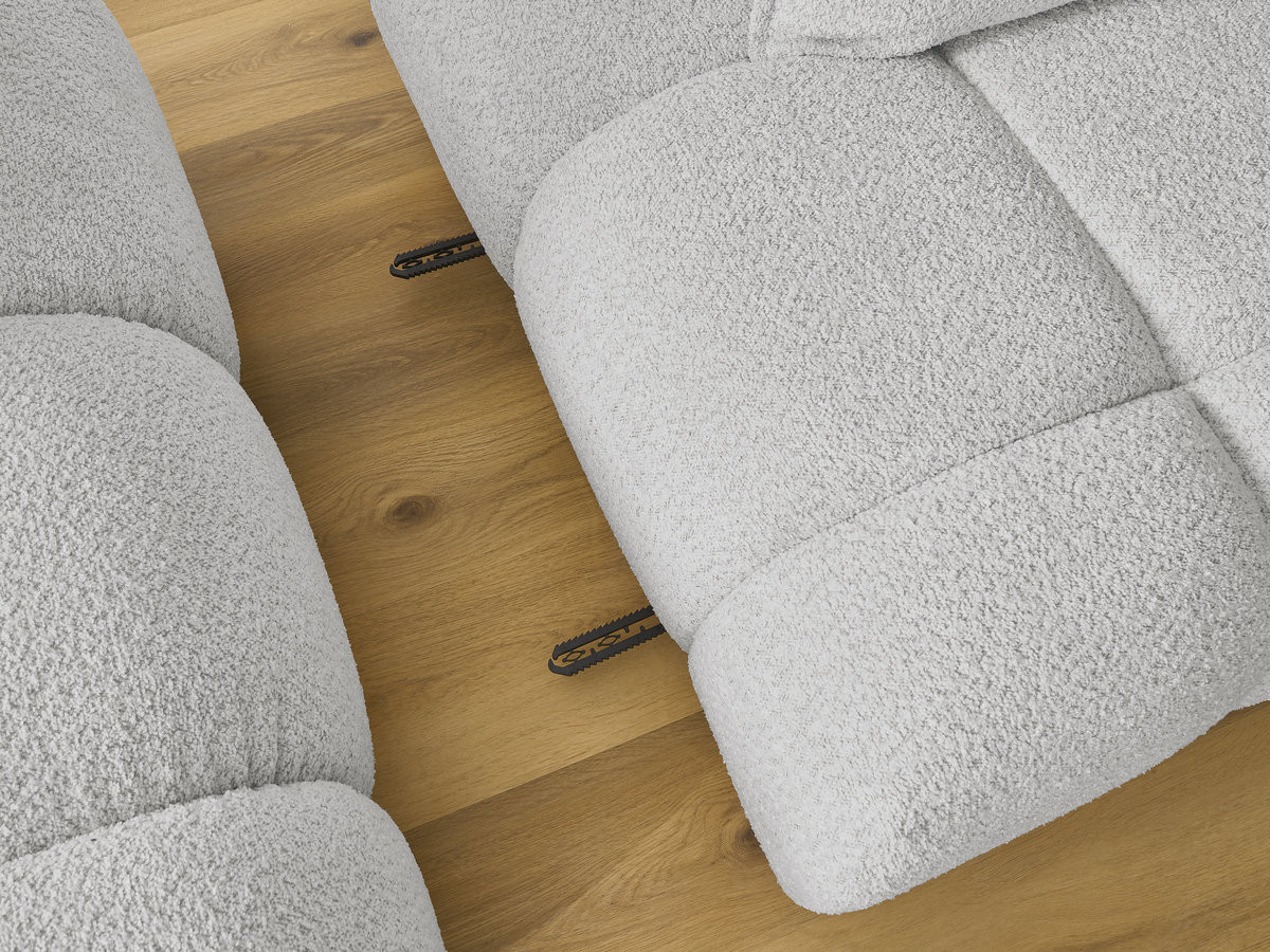 Canapé d'angle fixe ALYA tissu bouclette avec pouf