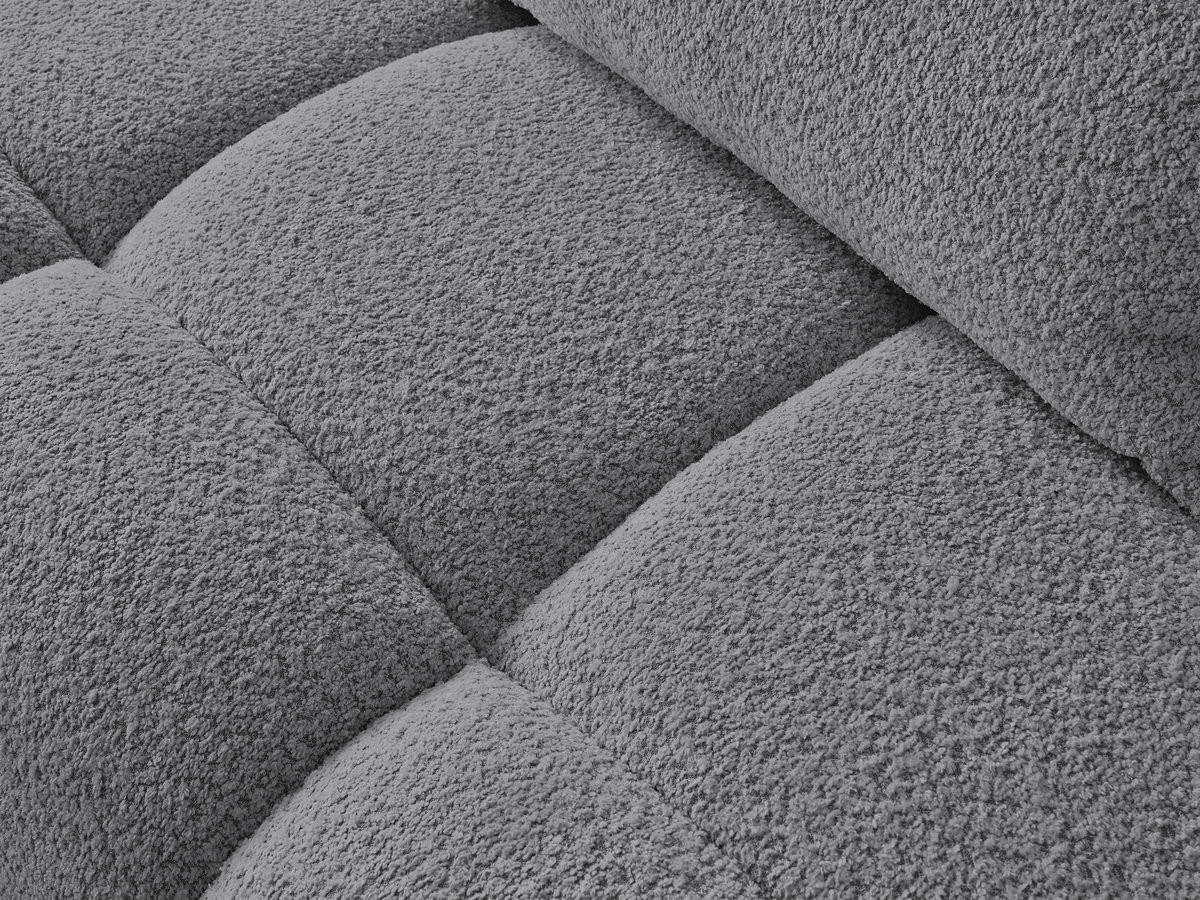 Canapé d'angle fixe ALYA tissu bouclette avec pouf