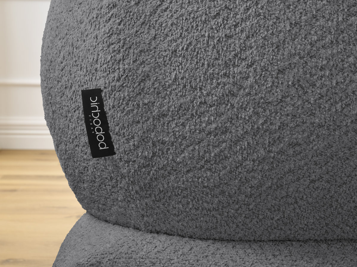 Canapé d'angle fixe ALYA tissu bouclette avec pouf