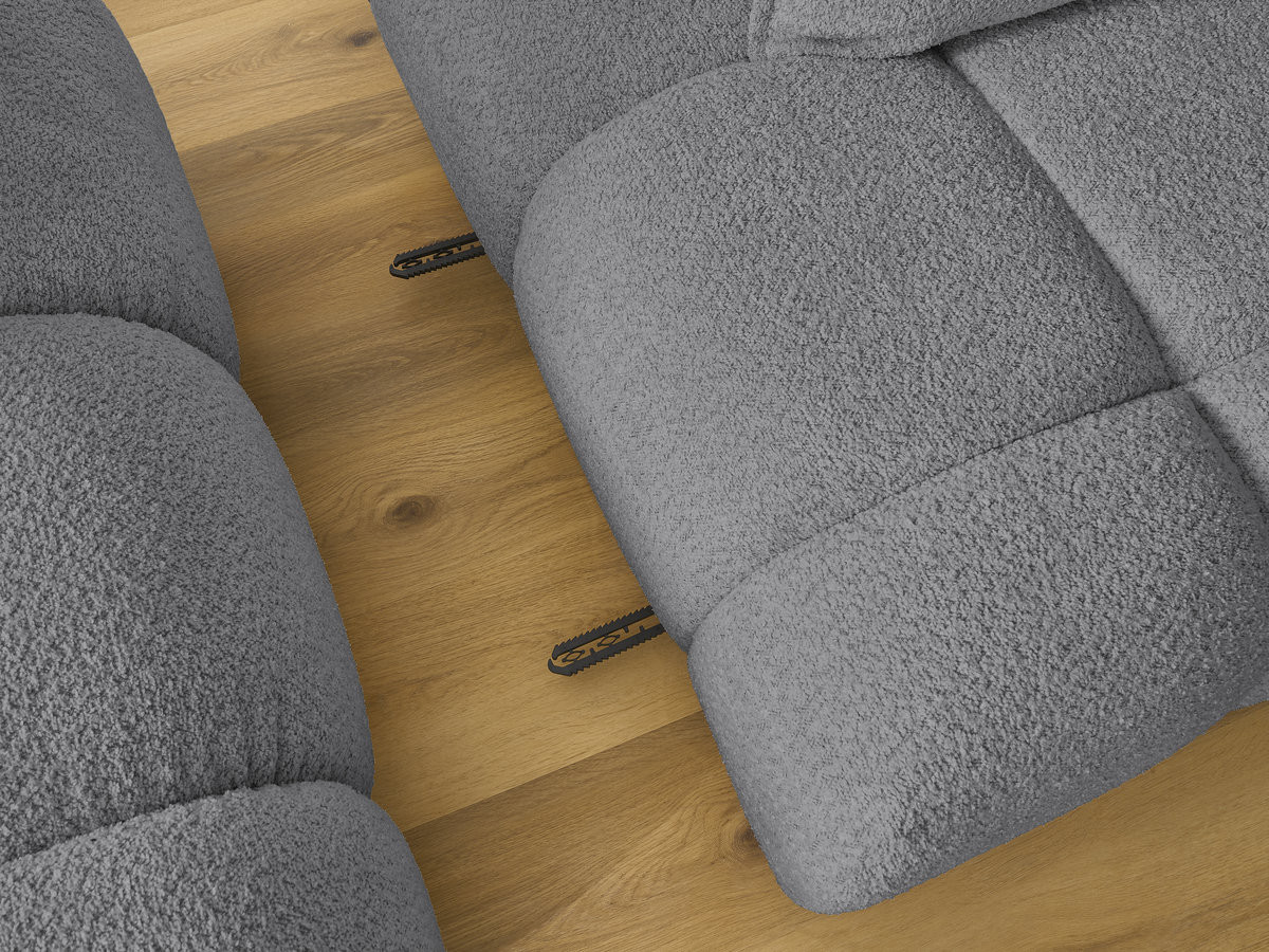 Canapé d'angle fixe ALYA tissu bouclette avec pouf