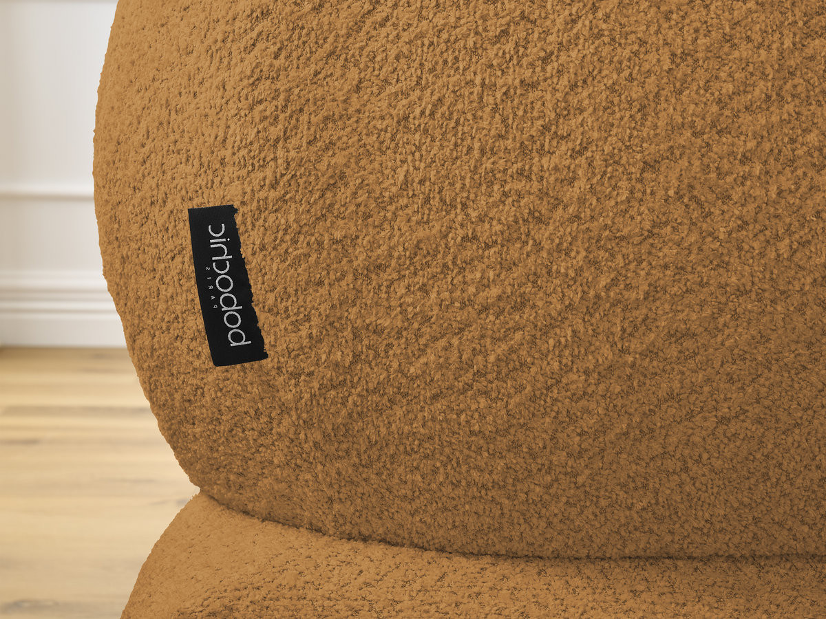 Canapé d'angle fixe ALYA tissu bouclette avec pouf