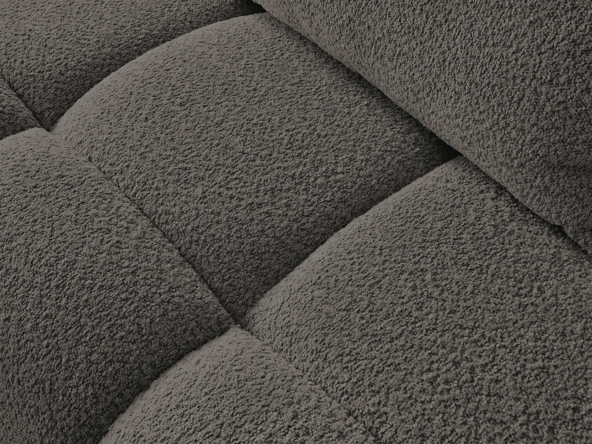 Canapé d'angle fixe ALYA tissu bouclette avec pouf