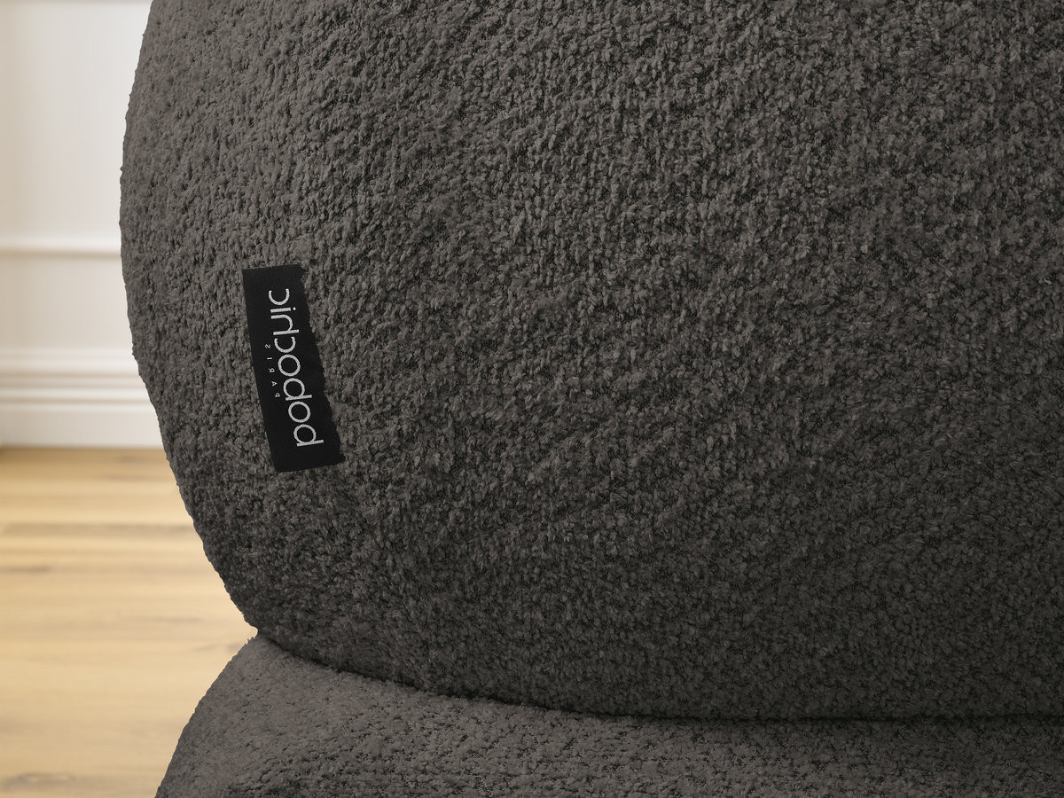 Canapé d'angle fixe ALYA tissu bouclette avec pouf