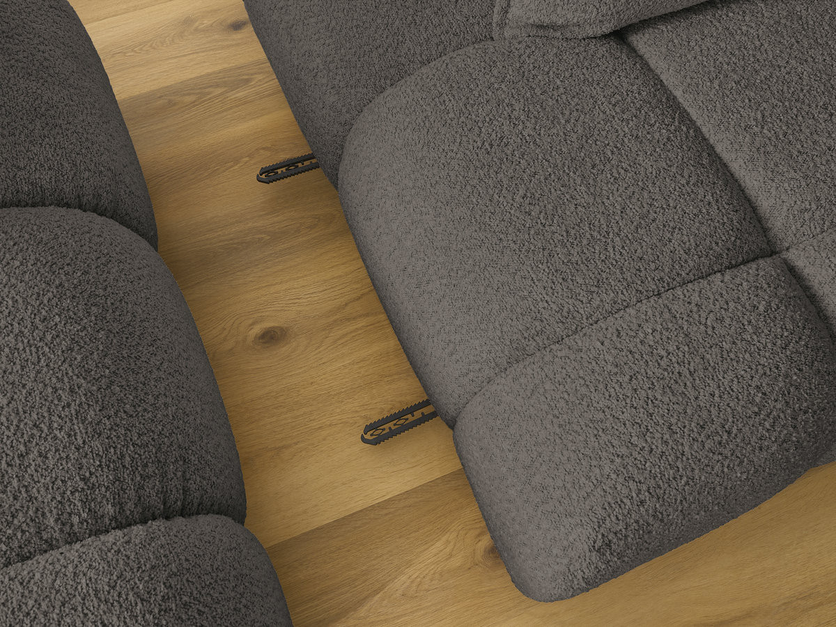 Canapé d'angle fixe ALYA tissu bouclette avec pouf