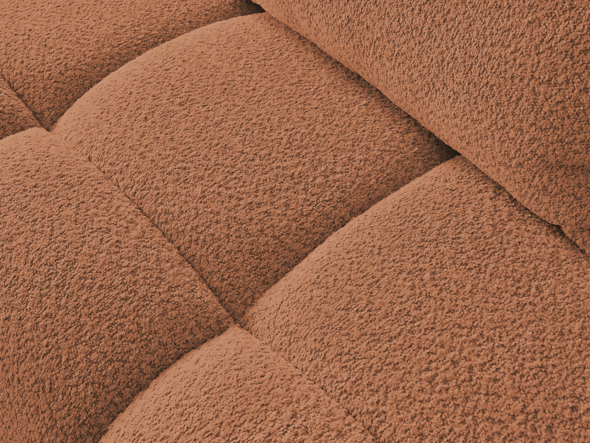 Canapé d'angle fixe ALYA tissu bouclette avec pouf