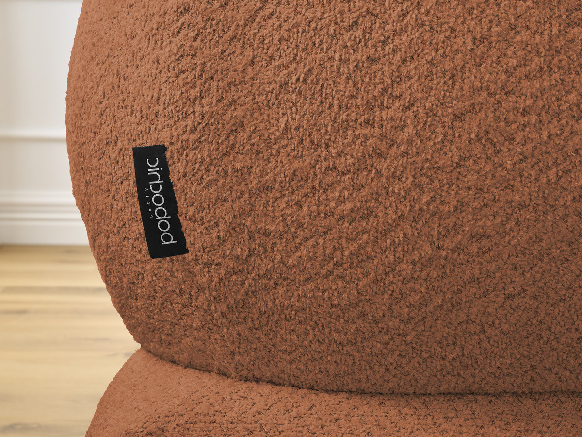 Canapé d'angle fixe ALYA tissu bouclette avec pouf