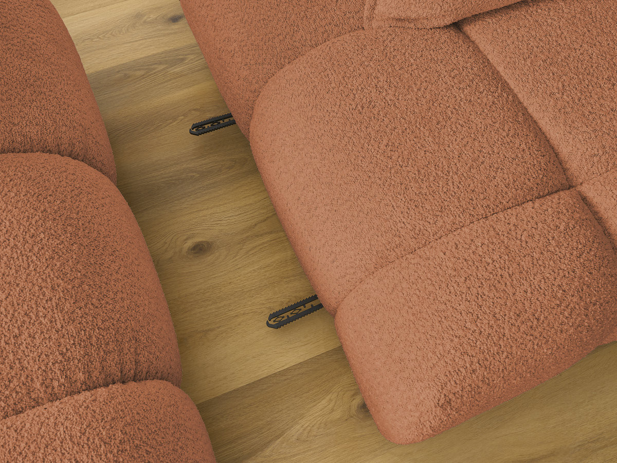 Canapé d'angle fixe ALYA tissu bouclette avec pouf