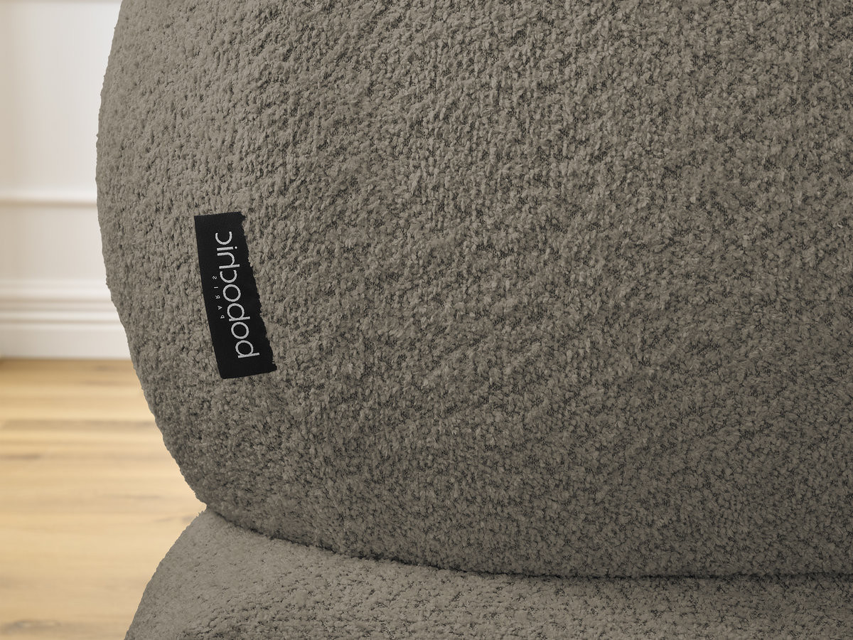 Canapé d'angle fixe ALYA tissu bouclette avec pouf