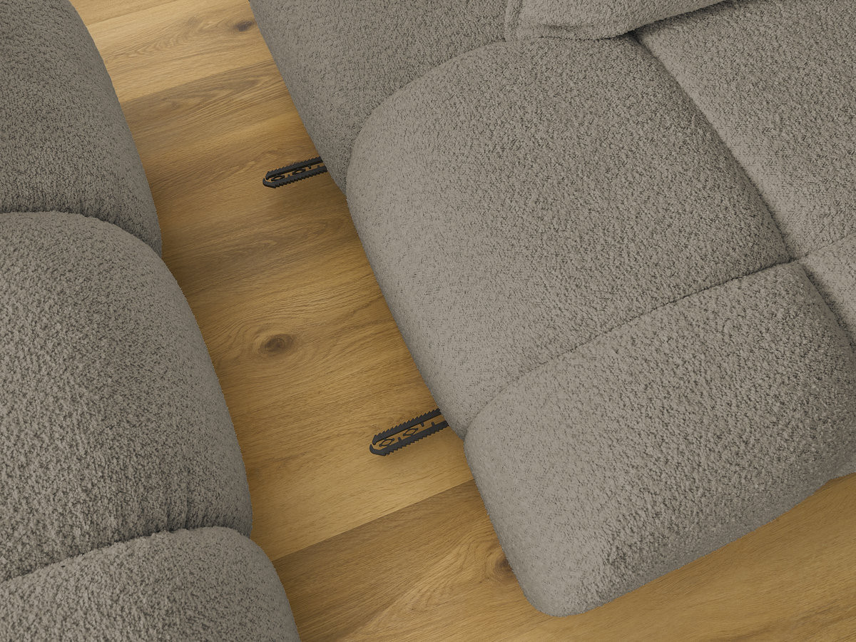 Canapé d'angle fixe ALYA tissu bouclette avec pouf