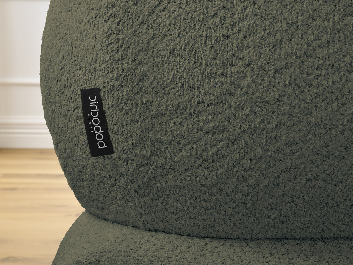 Canapé d'angle fixe ALYA tissu bouclette avec pouf