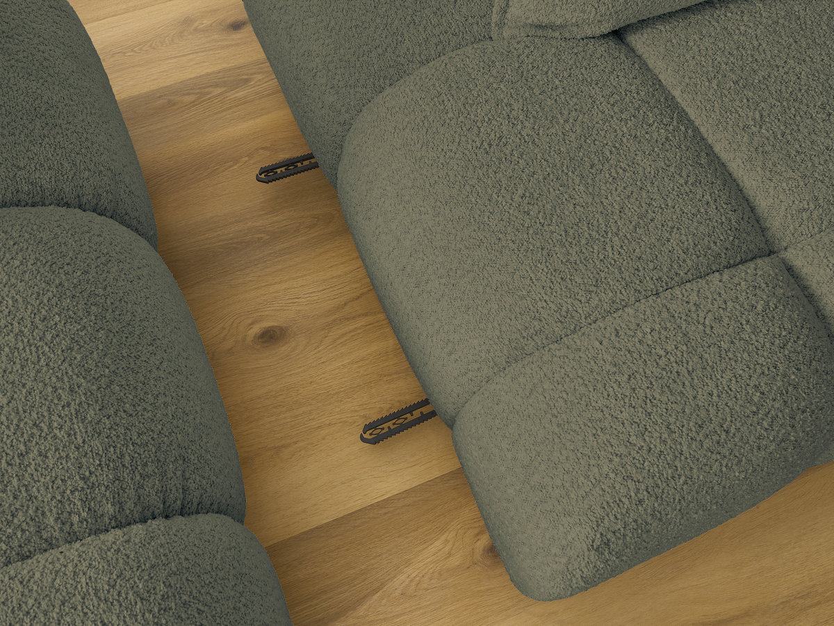 Canapé d'angle fixe ALYA tissu bouclette avec pouf