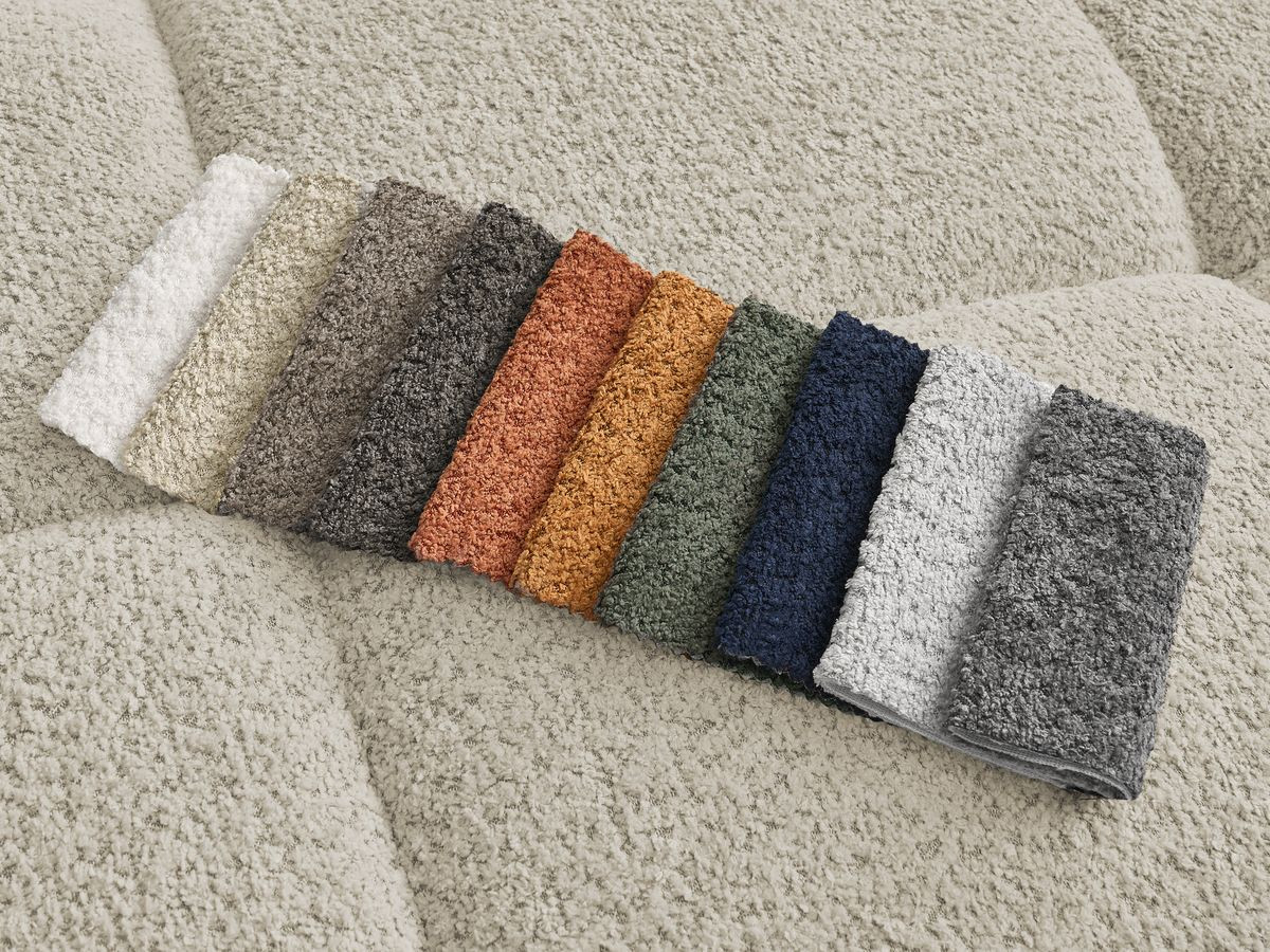 Canapé droit 4 places ALYA bouclette avec pouf beige — vue 4