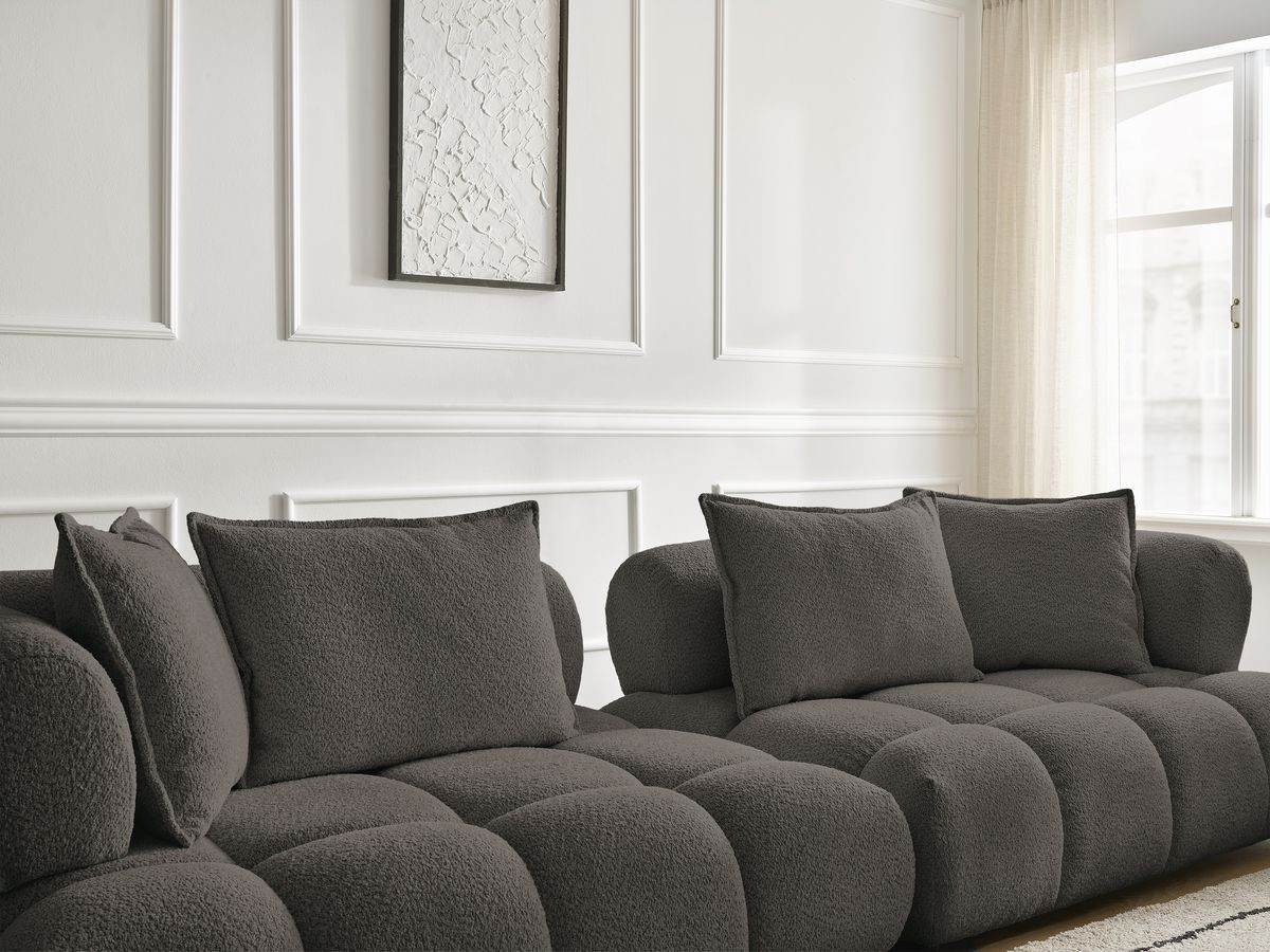 Canapé droit 4 places ALYA bouclette avec pouf marron — vue 6