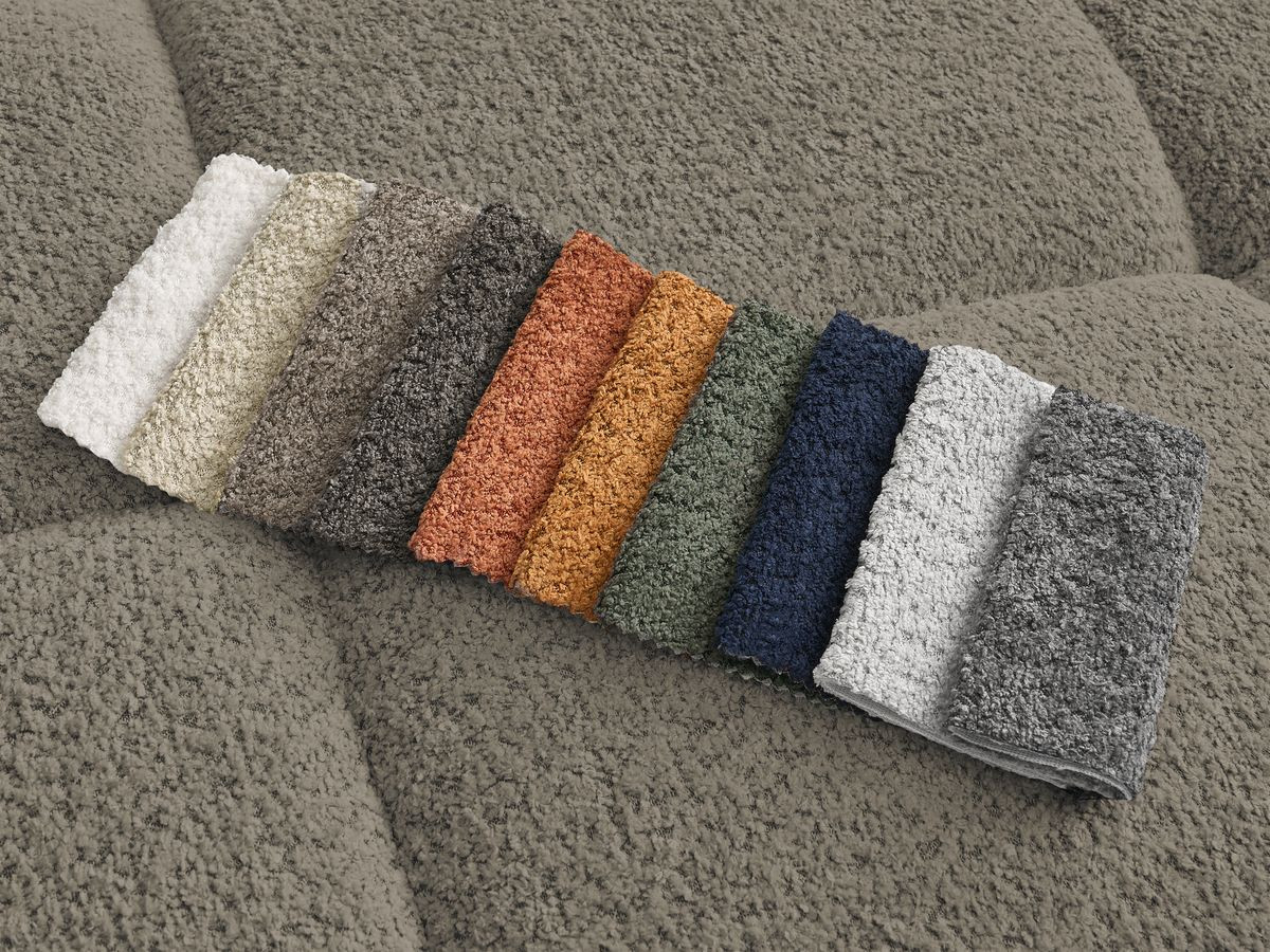 Canapé droit 4 places ALYA bouclette avec pouf taupe — vue 4