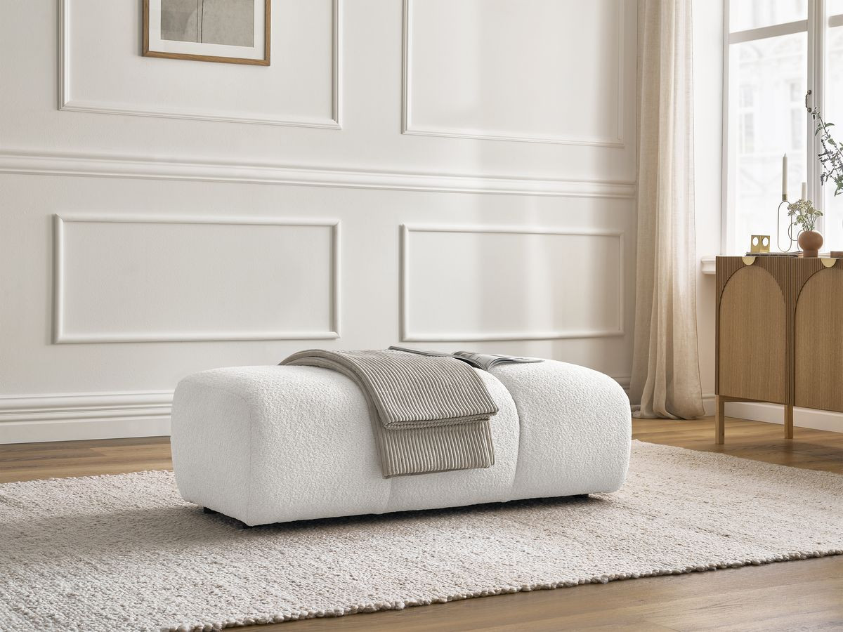 Pouf PAMIRA bouclette blanc