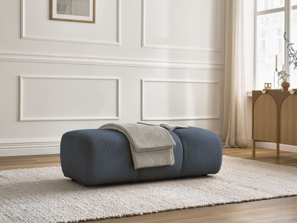 Pouf PAMIRA bouclette bleu foncé