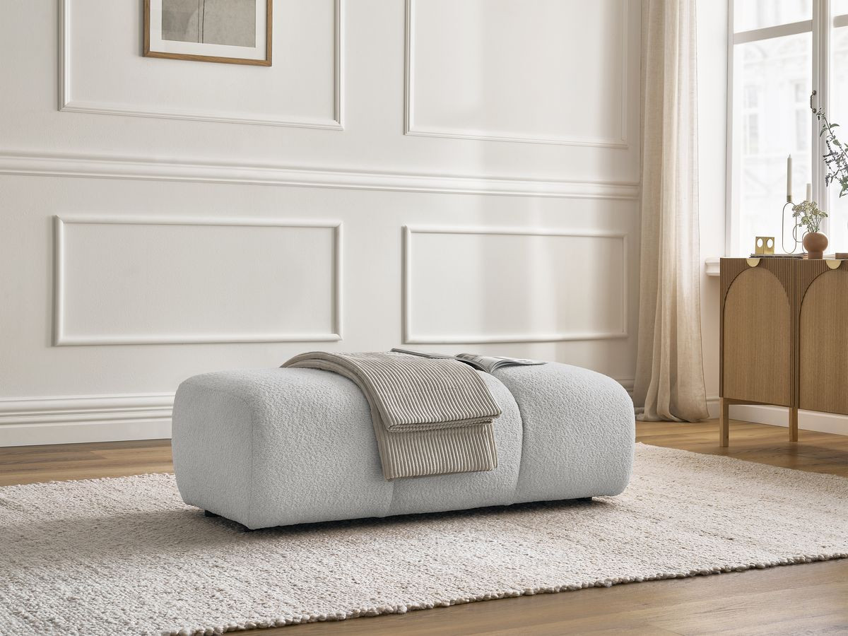 Pouf PAMIRA bouclette gris clair