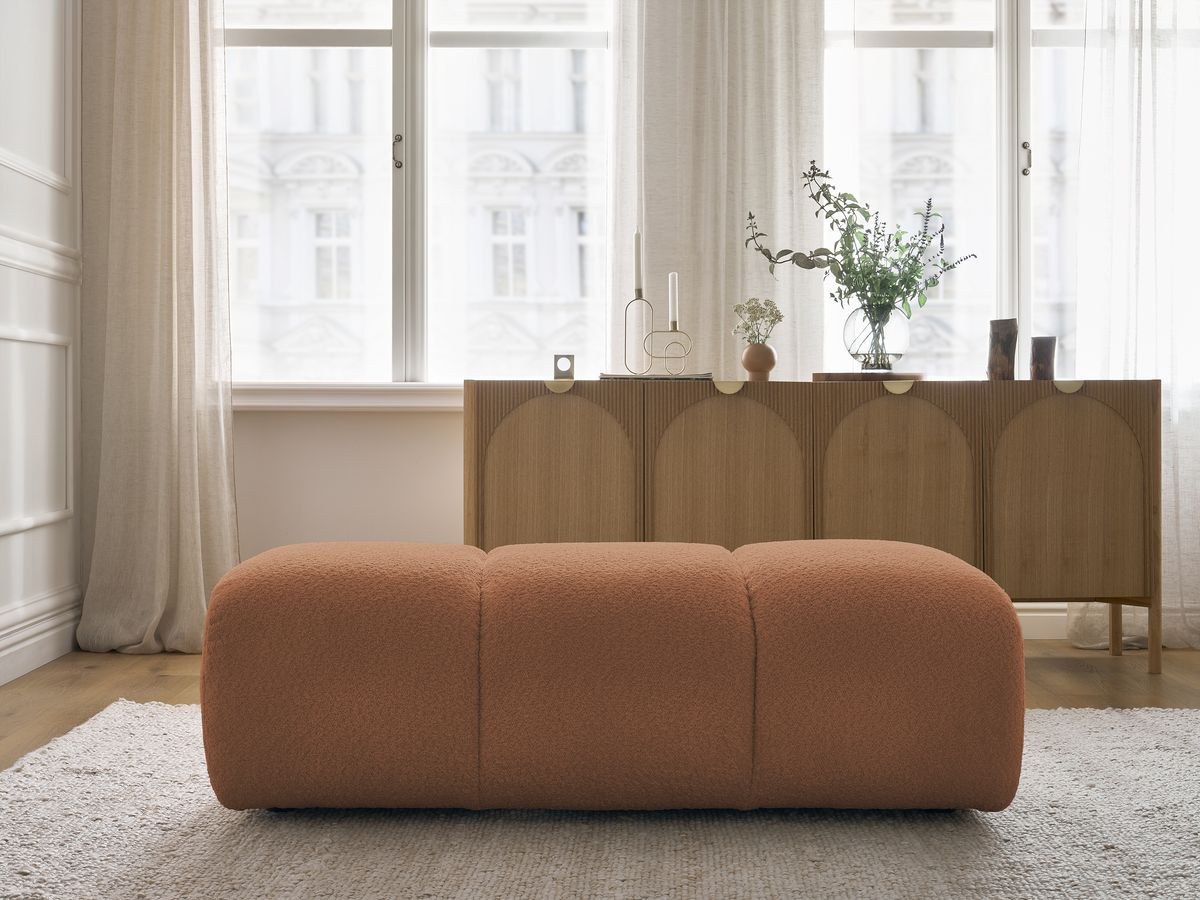 Pouf PAMIRA bouclette orange — vue 4