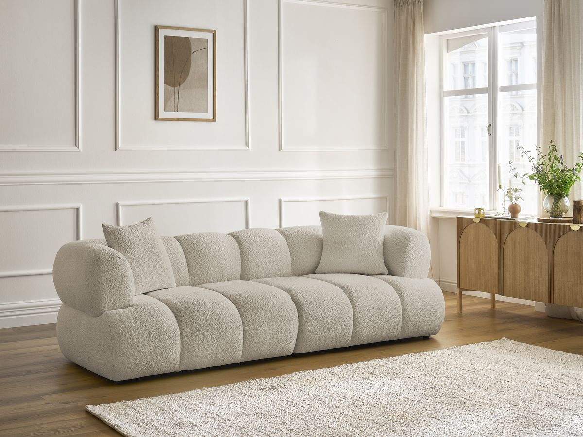 Canapé droit 3 places PAMIRA bouclette beige — vue 5