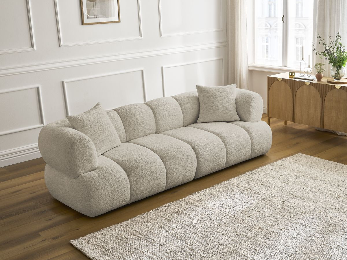 Canapé droit 3 places PAMIRA bouclette beige — vue 6