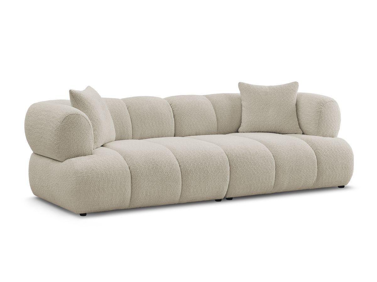pamira vaste 3-zits rechte bank in badstof gekleurd beige
