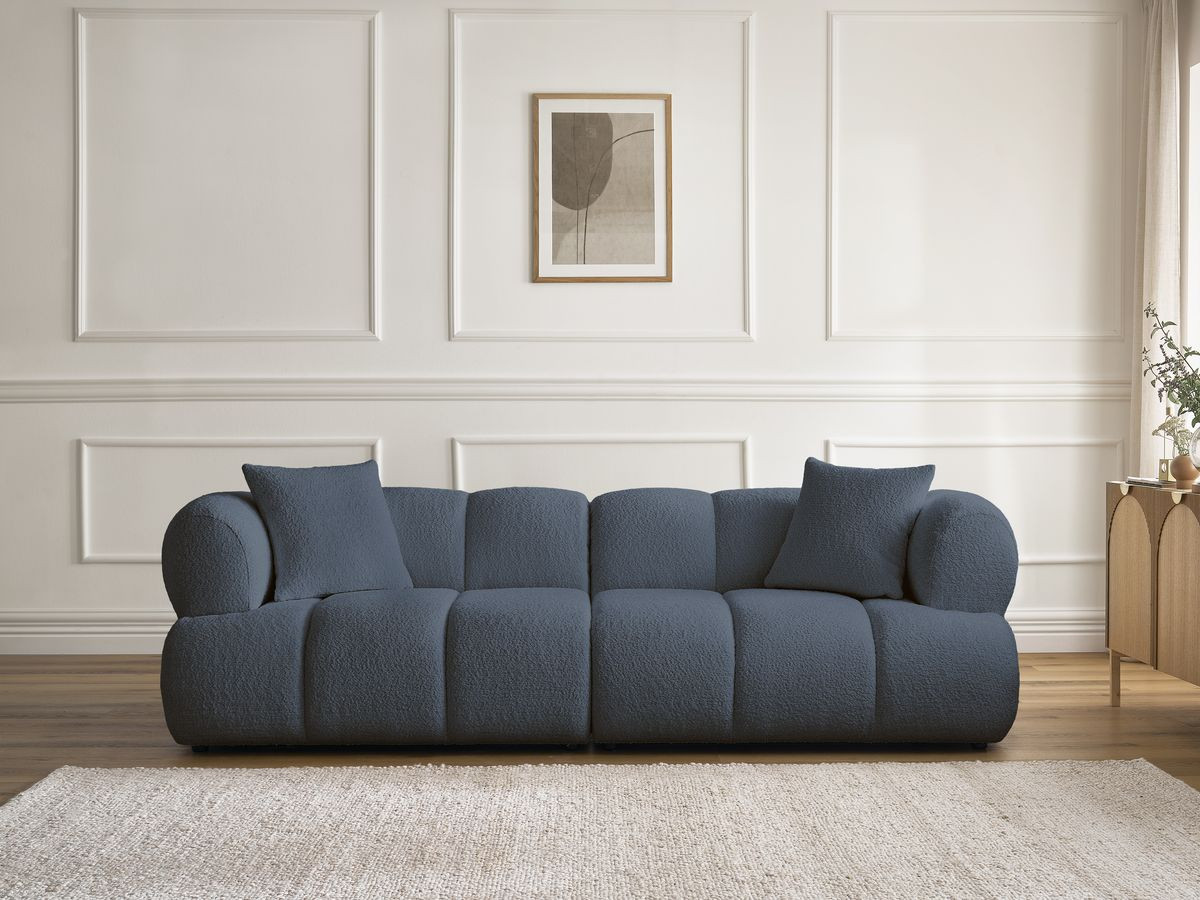 Canapé droit 3 places PAMIRA bouclette bleu foncé — vue 4