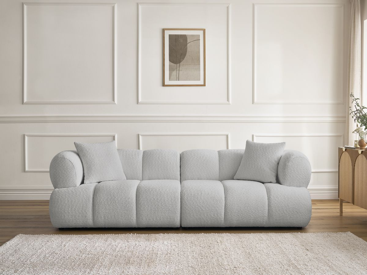 Canapé droit 3 places PAMIRA bouclette gris clair — vue 4