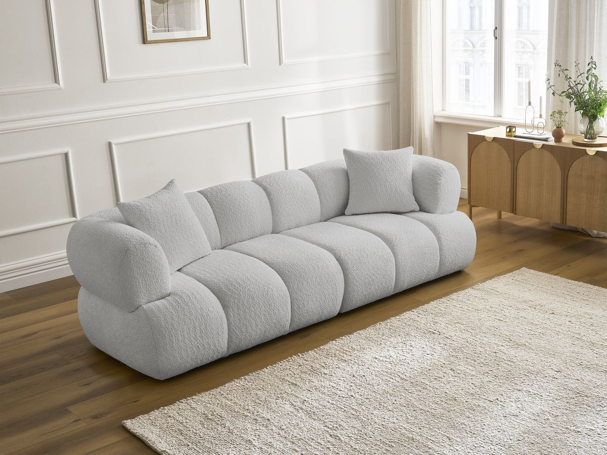 Canapé droit 3 places PAMIRA bouclette gris clair — vue 6