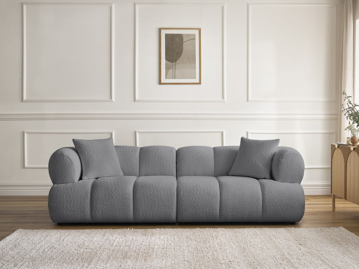 Canapé droit 3 places PAMIRA bouclette gris foncé — vue 4