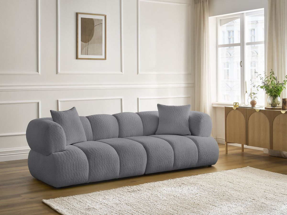 Canapé droit 3 places PAMIRA bouclette gris foncé — vue 5