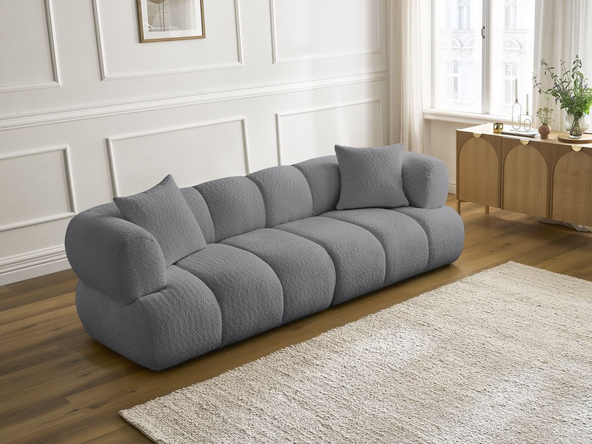 Canapé droit 3 places PAMIRA bouclette gris foncé — vue 6