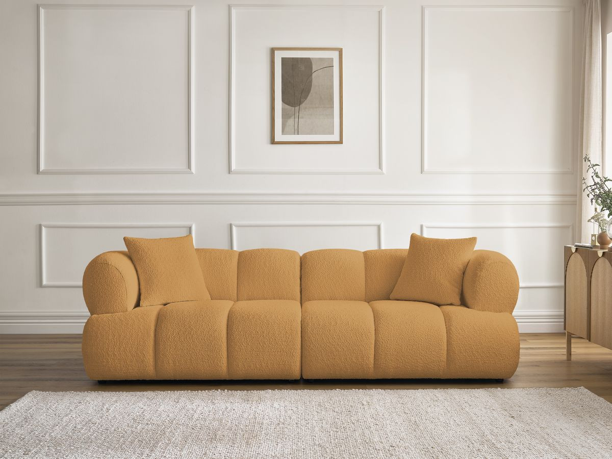 Canapé droit 3 places PAMIRA bouclette jaune — vue 4
