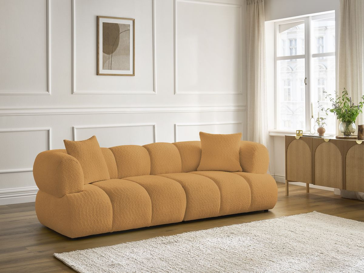 Canapé droit 3 places PAMIRA bouclette jaune — vue 5